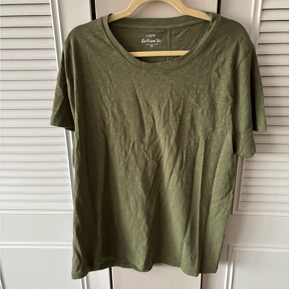 J. Crew Olive Girlfriend Tee